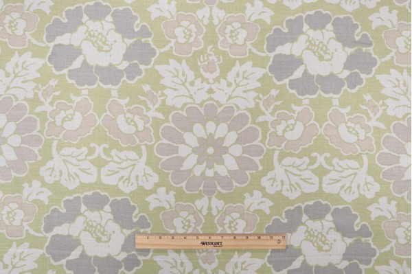 Click for 8.1 Yards Anna French Shima AF2586 Printed Linen Blend Drapery Fabric in Apple Green for Thibaut Anna French Shima AF2586 Printed Linen Blend Drapery Fabric in Apple Green for Thibaut