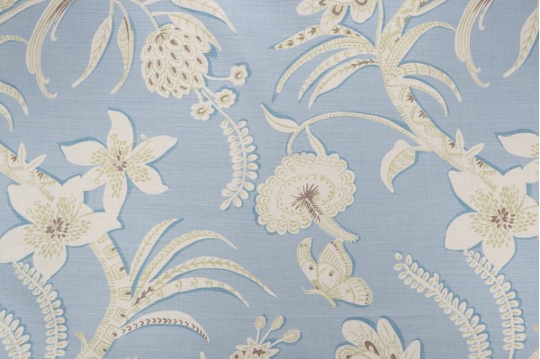 Thibaut Ecuador Printed Linen Blend Drapery Fabric in Aqua F99253