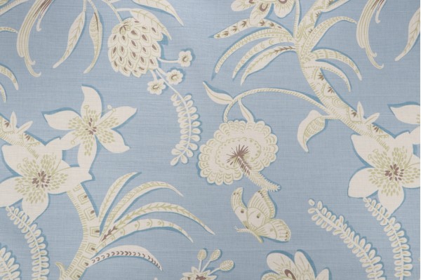 Thibaut Ecuador Printed Linen Blend Drapery Fabric in Aqua F99253