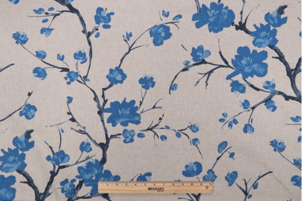 Kaufmann Spring Song Printed Drapery Fabric in Marina 