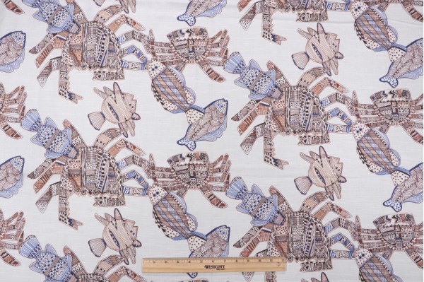 Click for .88 Yards Okeonos Printed Cotton Drapery Fabric in White Okeonos Printed Cotton Drapery Fabric in White