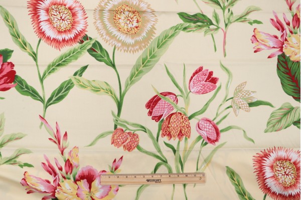 Thibaut Edgartown F94712 Printed Cotton Drapery Fabric in Cream
