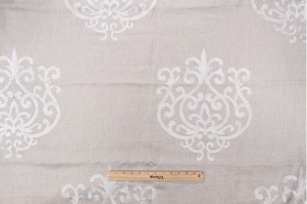Thibaut Arran AW2576 Embroidered Drapery Fabric in Flax
