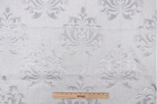 Click for 1.5 Yards Thibaut Glitter AW9105 Embroidered Linen Drapery Fabric in White Thibaut Glitter AW9105 Embroidered Linen Drapery Fabric in White