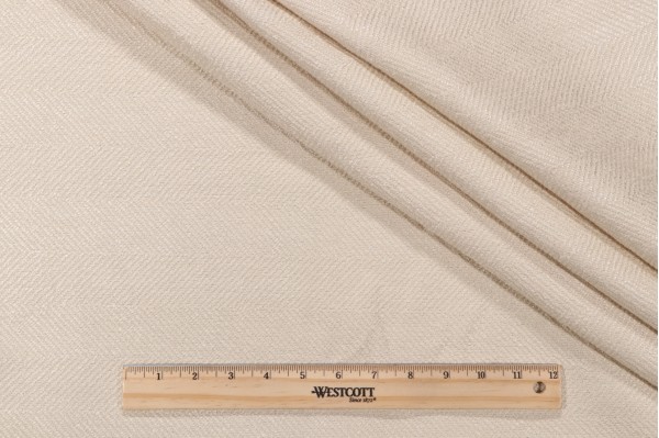 Lawrence Herringbone Woven Upholstery Fabric in Ivory