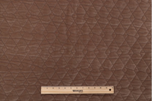 Argyle Quilted Velvet Upholstery Fabric in Toffee