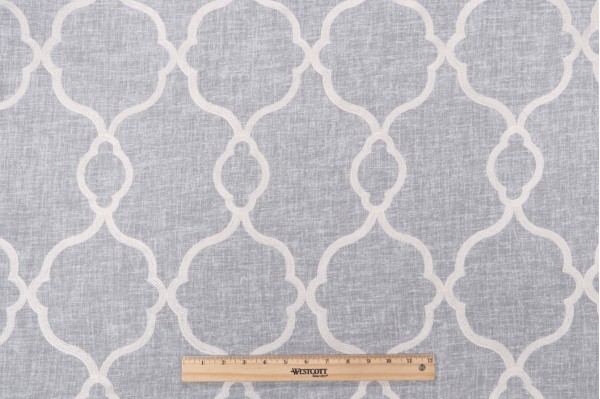 Click for 7.38 Yards Angela Sheer Embroidered Drapery Fabric in Snow Angela Sheer Embroidered Drapery Fabric in Snow