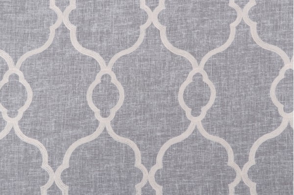 Click for 7.38 Yards Angela Sheer Embroidered Drapery Fabric in Snow Angela Sheer Embroidered Drapery Fabric in Snow