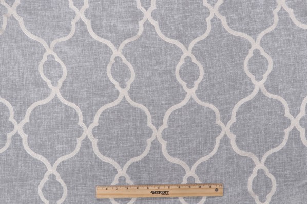 Angela Sheer Embroidered Drapery Fabric in Snow