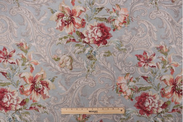 Waverly Fresco Flourish Printed Cotton Drapery Fabric in Jewel