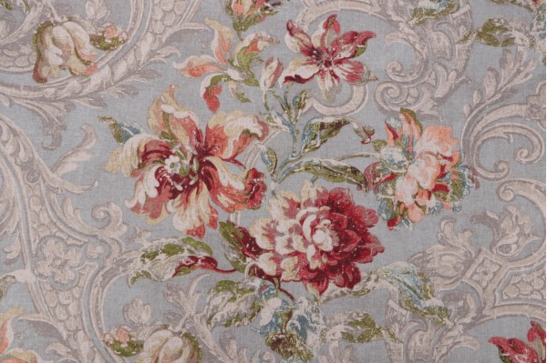 Waverly Fresco Flourish Printed Cotton Drapery Fabric in Jewel