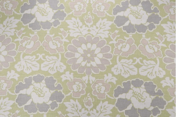 Anna French Shima AF2586 Printed Linen Blend Drapery Fabric in Apple Green for Thibaut