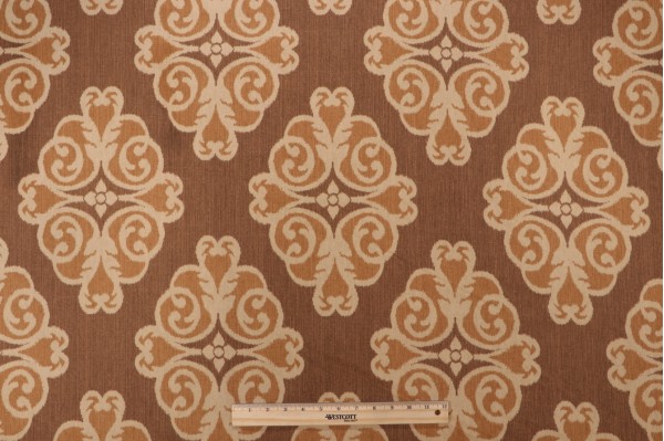 Thibaut Montgomery F96015 Printed Linen Blend Drapery Fabric in Brown