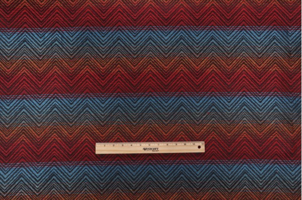 Crypton Flamestitch Stripe High Performance Woven Upholstery Fabric in Ombre Blue/Red
