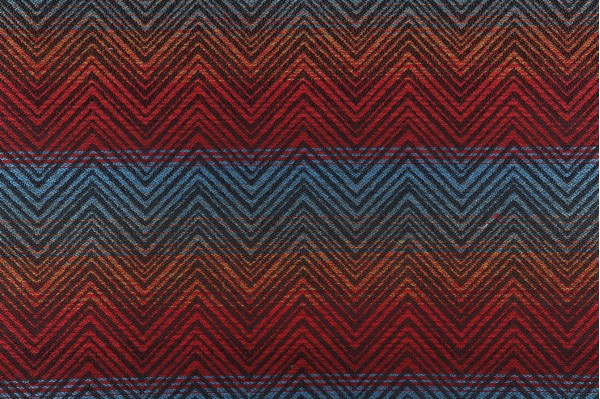 Crypton Flamestitch Stripe High Performance Woven Upholstery Fabric in Ombre Blue/Red