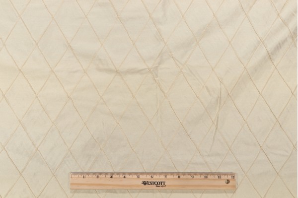 Diamond Stitch Silk Drapery Fabric in Champagne