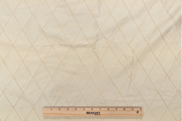 Diamond Stitch Silk Drapery Fabric in Champagne