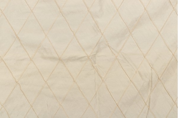 Diamond Stitch Silk Drapery Fabric in Champagne