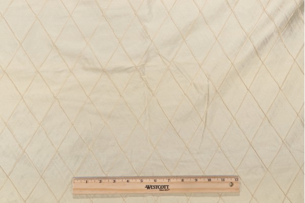 Diamond Stitch Silk Drapery Fabric in Champagne