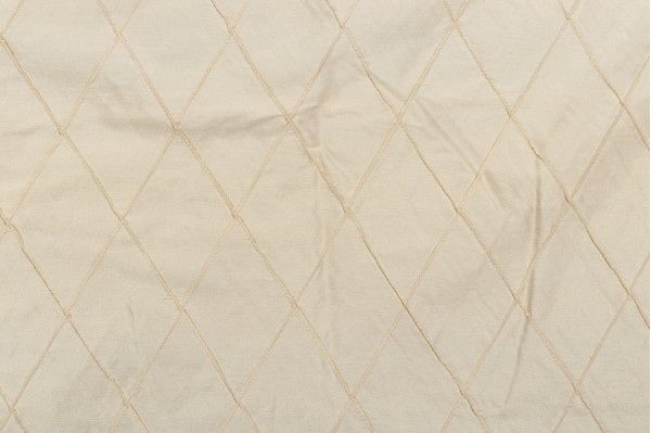 Diamond Stitch Silk Drapery Fabric in Champagne