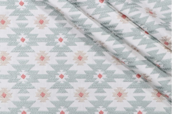 Mill Creek Garen Embroidered Drapery Fabric in Island 