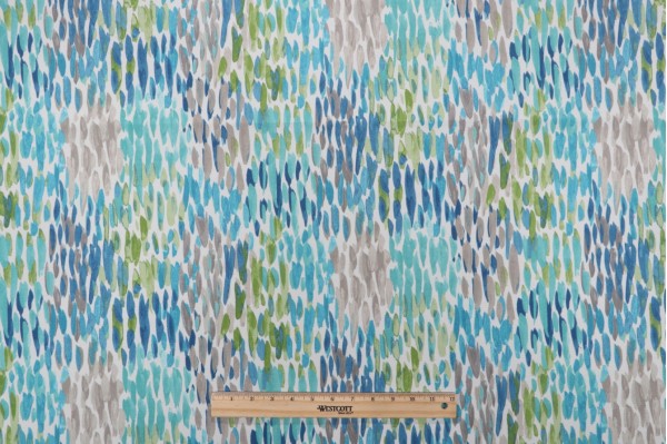 Kelly Ripa Home Make It Rain Printed Polyester Outdoor Fabric in Cerulean 