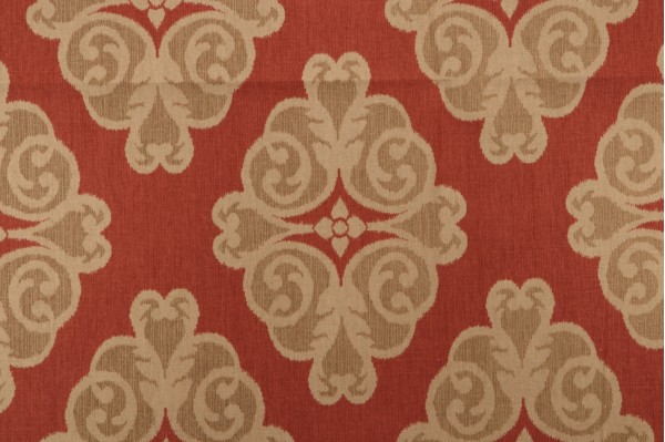 Sample of Thibaut Montgomery F96013 Printed Linen Blend Drapery Fabric in Red 
