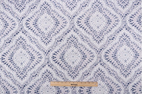 Waverly Curves Ahead Printed Cotton Drapery Fabric in Indigo