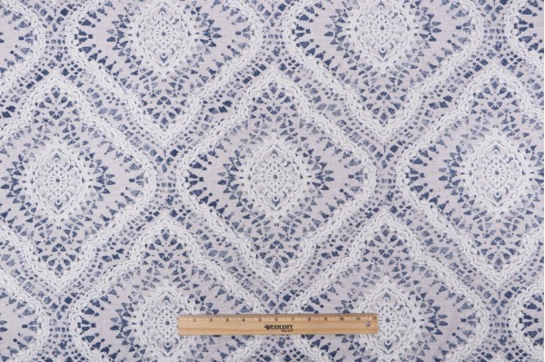 Waverly Curves Ahead Printed Cotton Drapery Fabric in Indigo