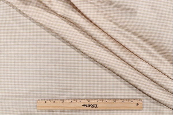 Tirano Tiny Check Silk Drapery Fabric in Beige/White