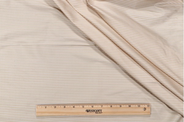 1 Yard Tirano Tiny Check Silk Drapery Fabric in Beige/White