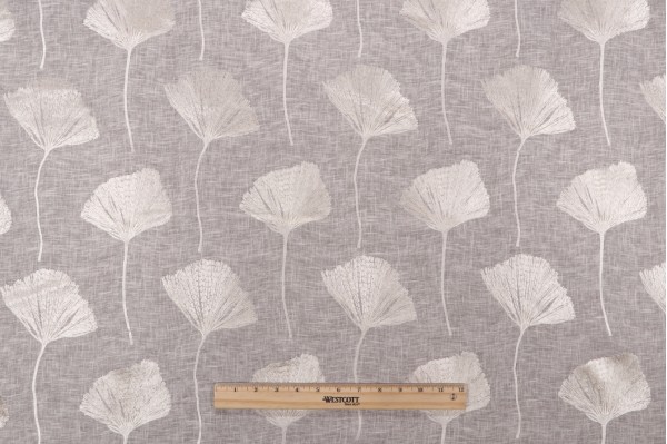 Kaufmann Elana Embroidered Drapery Fabric in Linen 