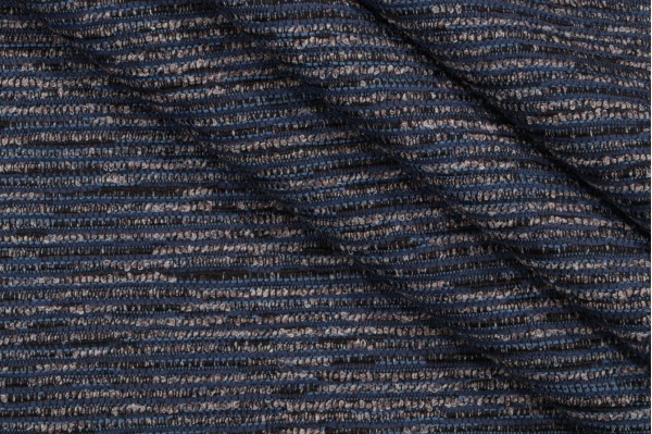 Crypton Chenille Stripe High Performance Woven Upholstery Fabric in Midnight Blue