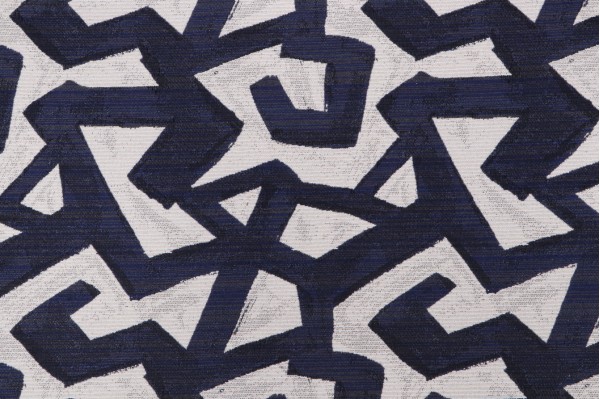 Crypton Fretwork High Performance Woven Upholstery Fabric in Indigo