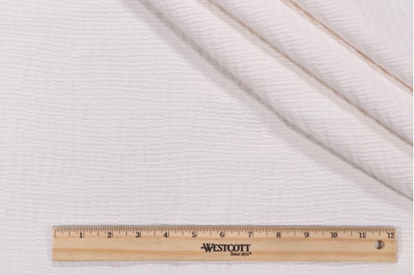 Crypton Stripe High Performance Matelasse Upholstery Fabric in Ivory