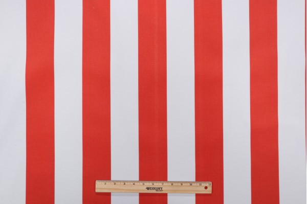 Sample of Richloom Cabana Stripe Printed Polyester Outdoor Fabric in Coral 