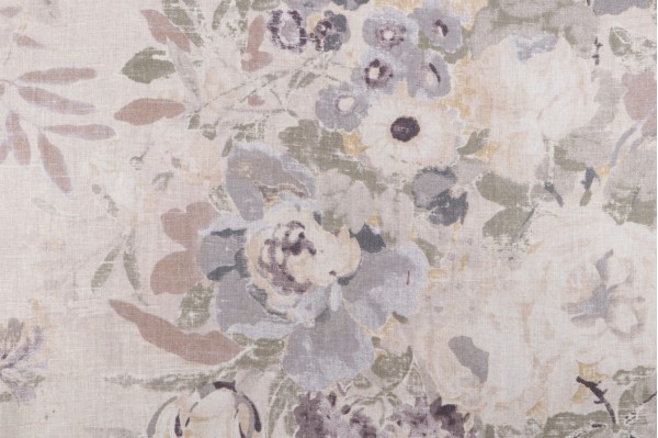 Sample of P Kaufmann Lisette Printed Linen Drapery Fabric in Pearl 