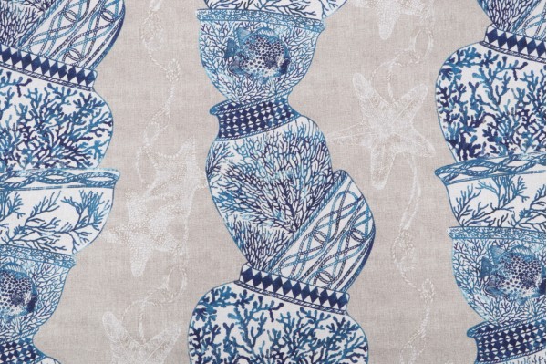 Click for P Kaufmann Cote D'Azur Printed Cotton Drapery Fabric in Ocean  P Kaufmann Cote D'Azur Printed Cotton Drapery Fabric in Ocean