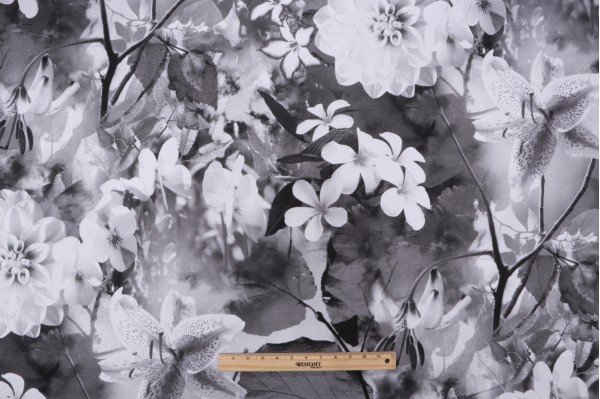 P Kaufmann Chateau Garden Printed Cotton Drapery Fabric in Platinum 