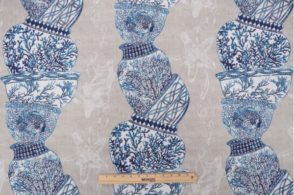 Click for P Kaufmann Cote D'Azur Printed Cotton Drapery Fabric in Ocean  P Kaufmann Cote D'Azur Printed Cotton Drapery Fabric in Ocean