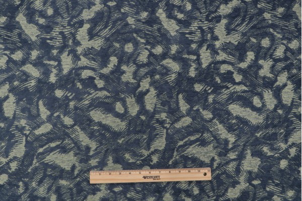 Crypton Woven Chenille Upholstery Fabric in Blue/Pollen