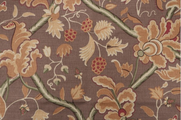Thibaut Denmark F96031 Printed Linen Blend Drapery Fabric in Brown