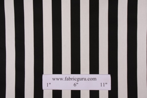 Premier Prints Canopy Stripe Printed Cotton Drapery Fabric in Black & White