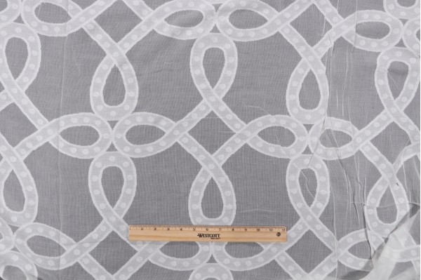 Thibaut Rope Madras AW1382 Sheer Drapery Fabric in Ivory