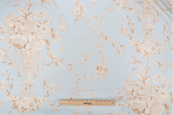 Thibaut Robin F91320 Printed Cotton Drapery Fabric in Blue