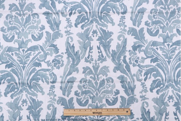Lacefield Coribel Printed Cotton Blend Drapery Fabric in Bluestone