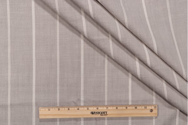 Delgado Stripe Woven Upholstery Fabric in Stone