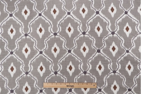 Click for 13.6 Yards PK Lifestyles Ikat Stitchery Printed Stitched Cotton Drapery Fabric in Shadow PK Lifestyles Ikat Stitchery Printed Stitched Cotton Drapery Fabric in Shadow