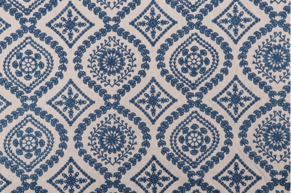 Click for 6 Yards Ellen Degeneres Alaro Embroidered Decorator Fabric in Denim Ellen Degeneres Alaro Embroidered Decorator Fabric in Denim