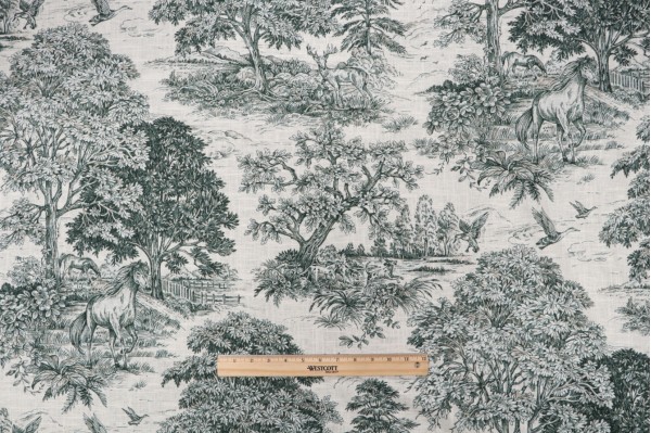 Covington Yellowstone Printed Linen Blend Drapery Fabric in 290-Classic Green 